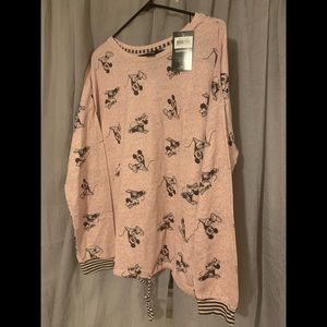 NWT Disney Womens 2 Piece Pajama Set: Mauve Mickey and Minnie